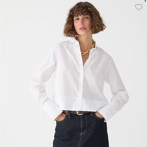 Jcrew Cropped garçon shirt in cotton poplin sz 2 BT735